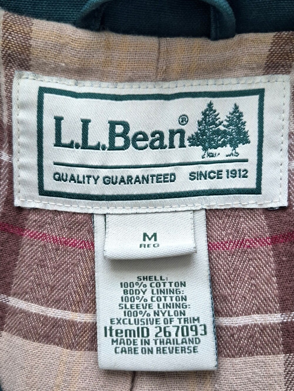 LL Bean Womens Adirondack Plaid Flannel-Lined Barn Coat M Green Chore Jacket - Picture 16 of 16